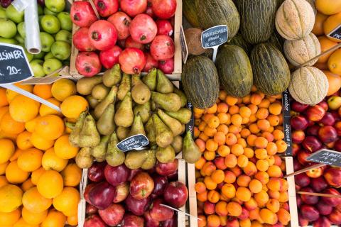 aerial of a fruit stand