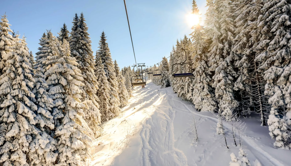 A ski lift in the middle of the forest in Viceroy Serbia