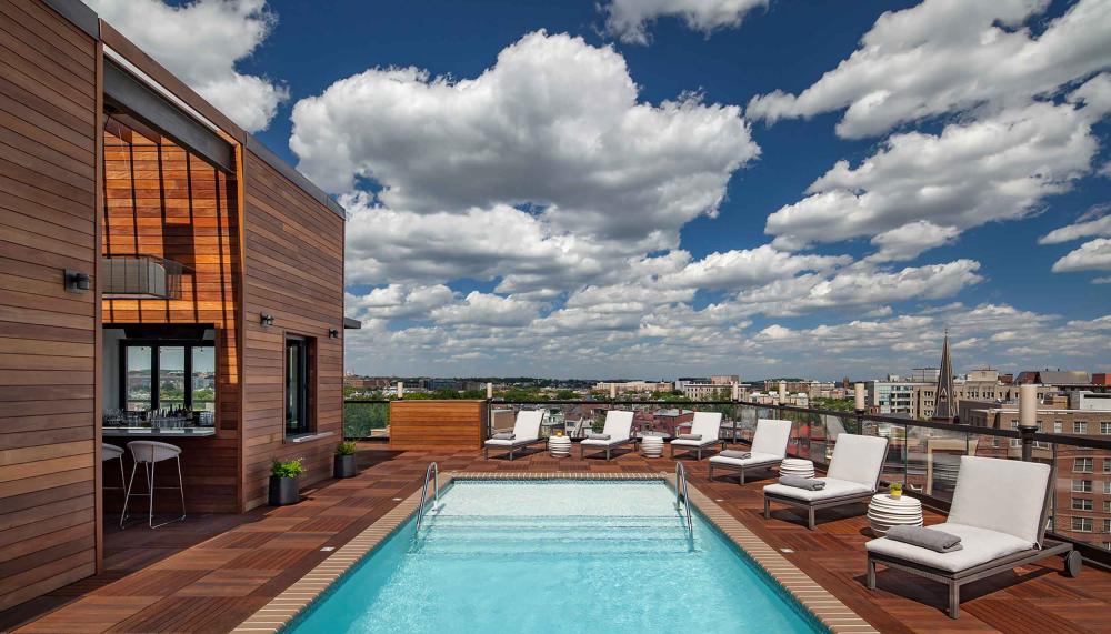 A rooftop pool and bar at Viceroy Washington DC