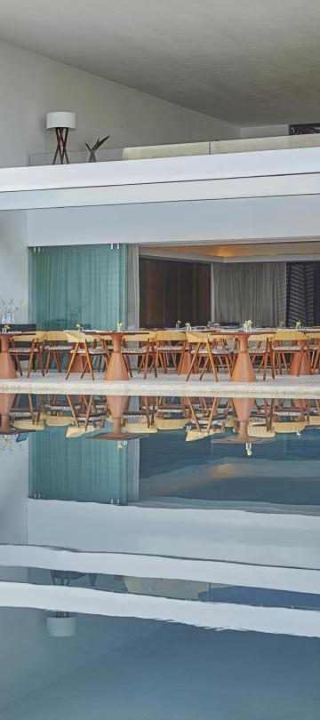 The outdoor covered dining room