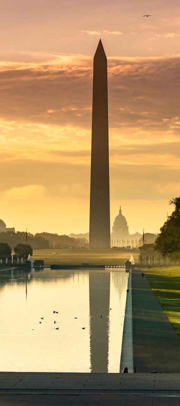 Washington DC monument at sunset